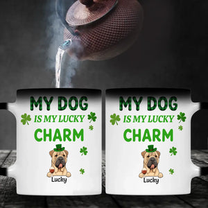 Happy Lucky Dog Mom Personalized Mug with Shamrocks for St. Patrick’s Day - 89Prints