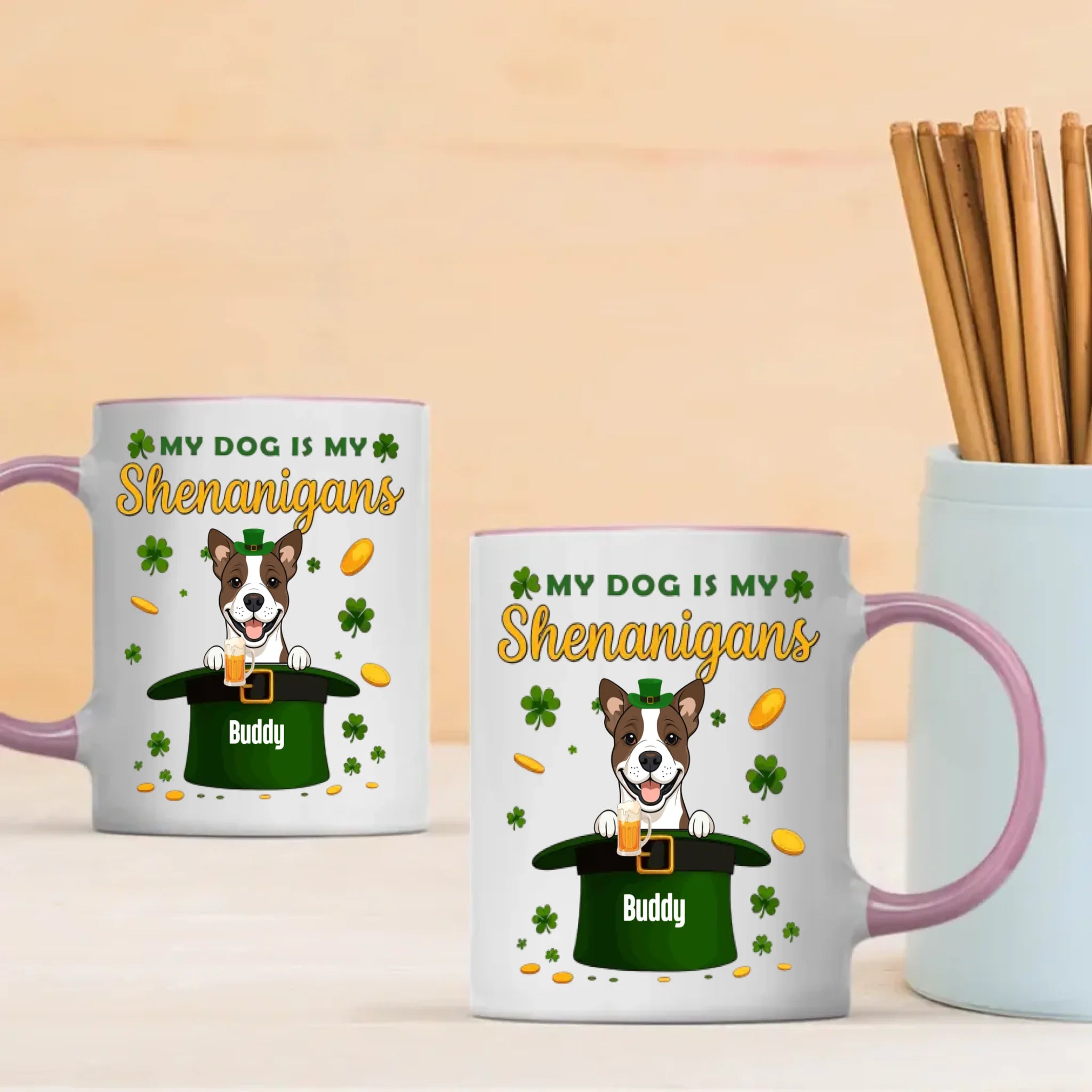 Happy St. Patrick’s Day Dog Mug – Personalized Lucky Shenanigans Gift | 89Prints