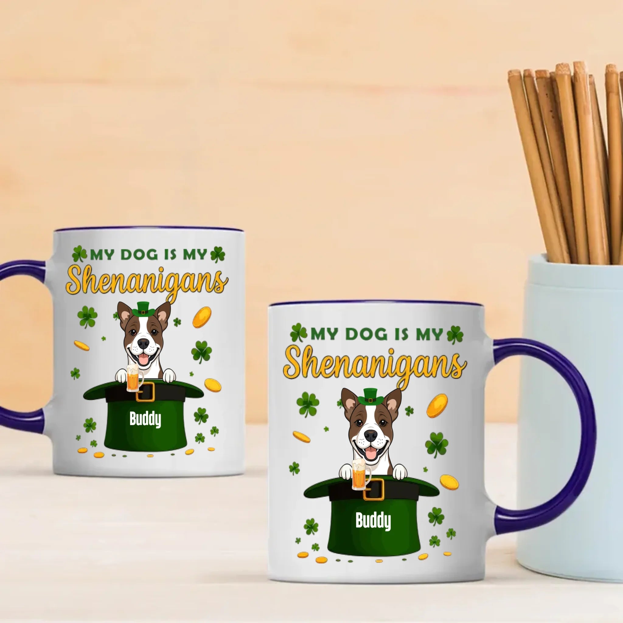 Happy St. Patrick’s Day Dog Mug – Personalized Lucky Shenanigans Gift | 89Prints