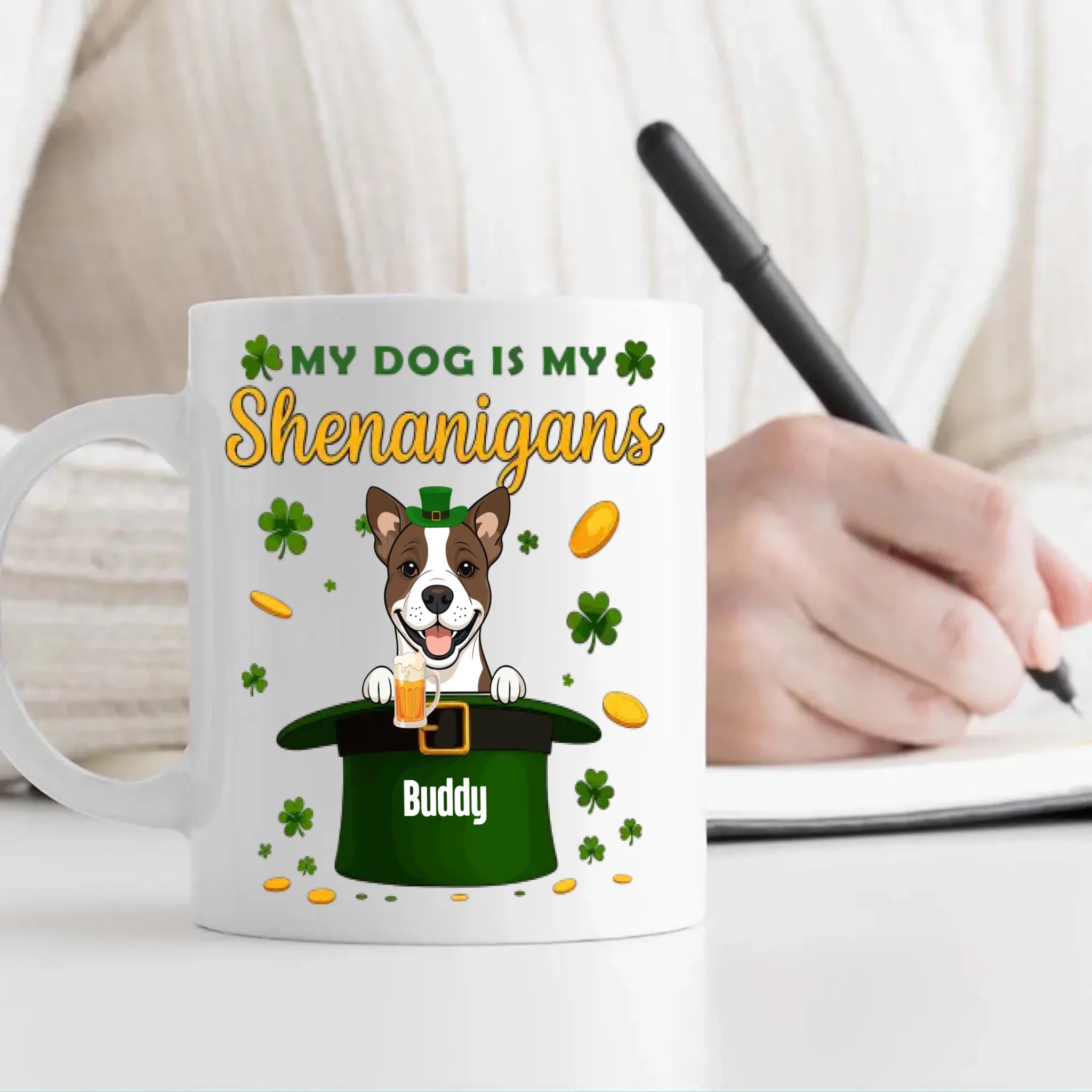 Happy St. Patrick’s Day Dog Mug – Personalized Lucky Shenanigans Gift | 89Prints