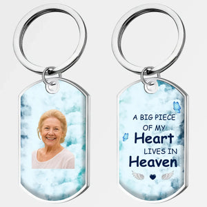 Custom Heart In Heaven Tribute Photo Grandparents Keychain - A Big Piece Of My Heart - 89 Prints