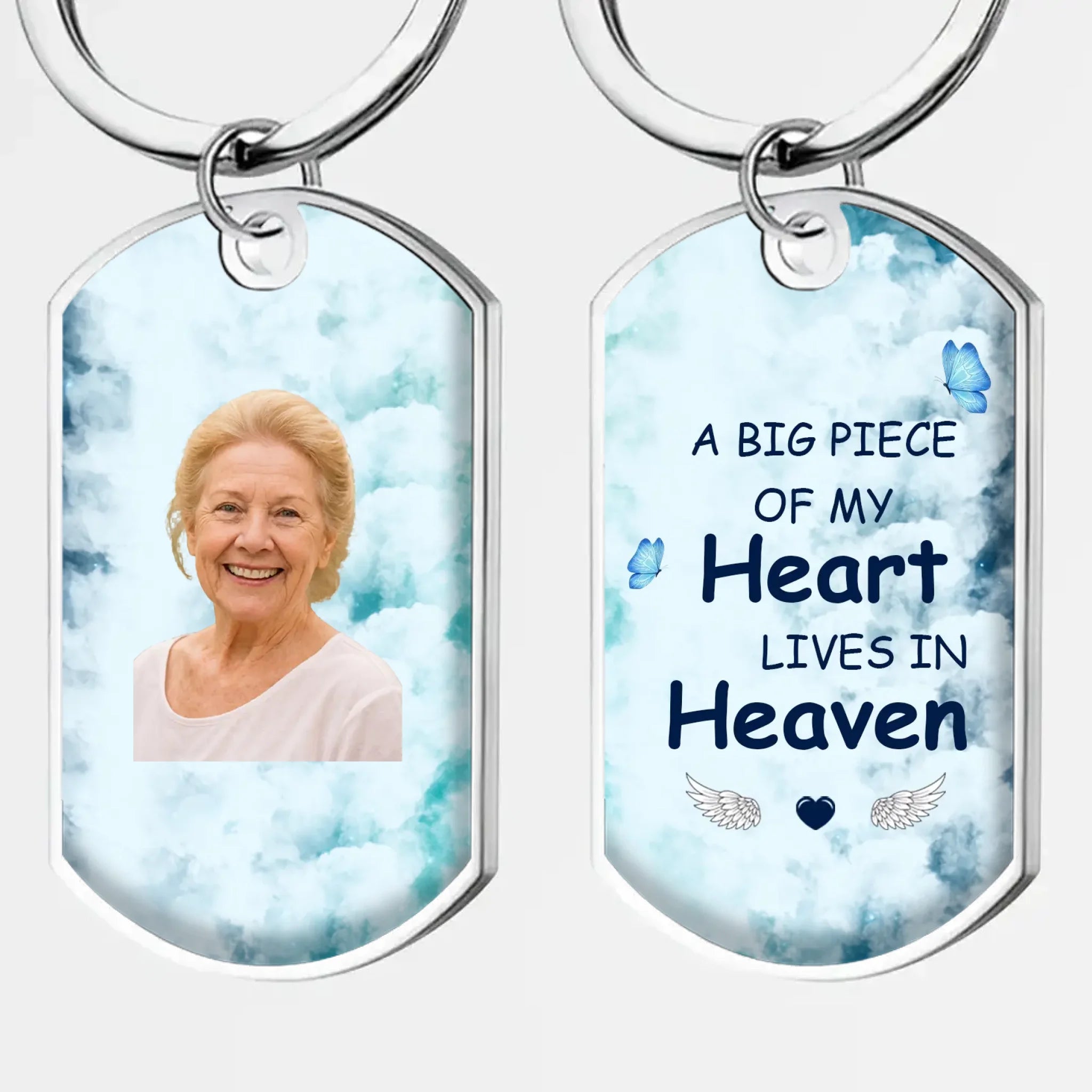 Custom Heart In Heaven Tribute Photo Grandparents Keychain - A Big Piece Of My Heart - 89 Prints