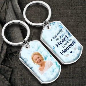 Custom Heart In Heaven Tribute Photo Grandparents Keychain - A Big Piece Of My Heart - 89 Prints