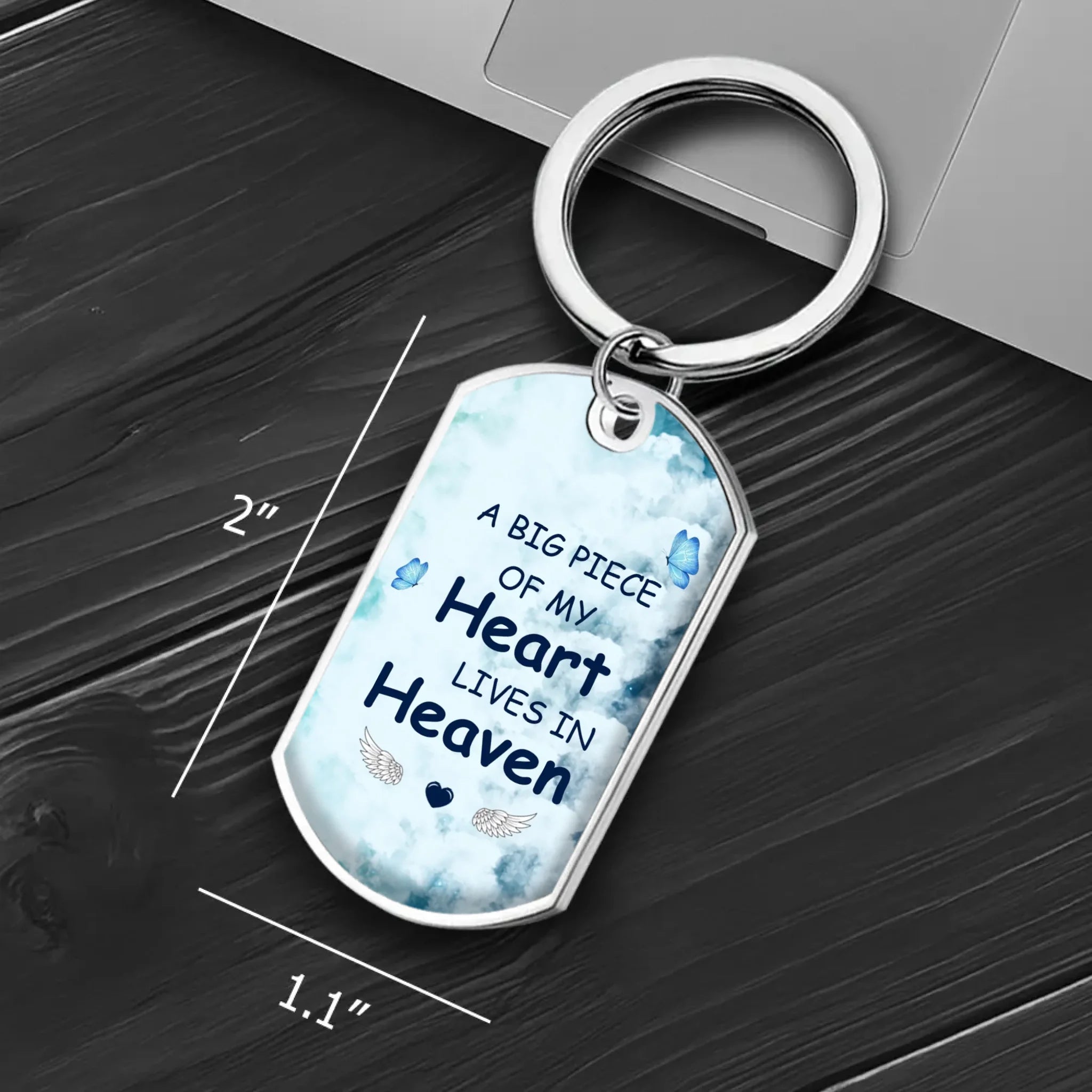 Custom Heart In Heaven Tribute Photo Grandparents Keychain - A Big Piece Of My Heart - 89 Prints