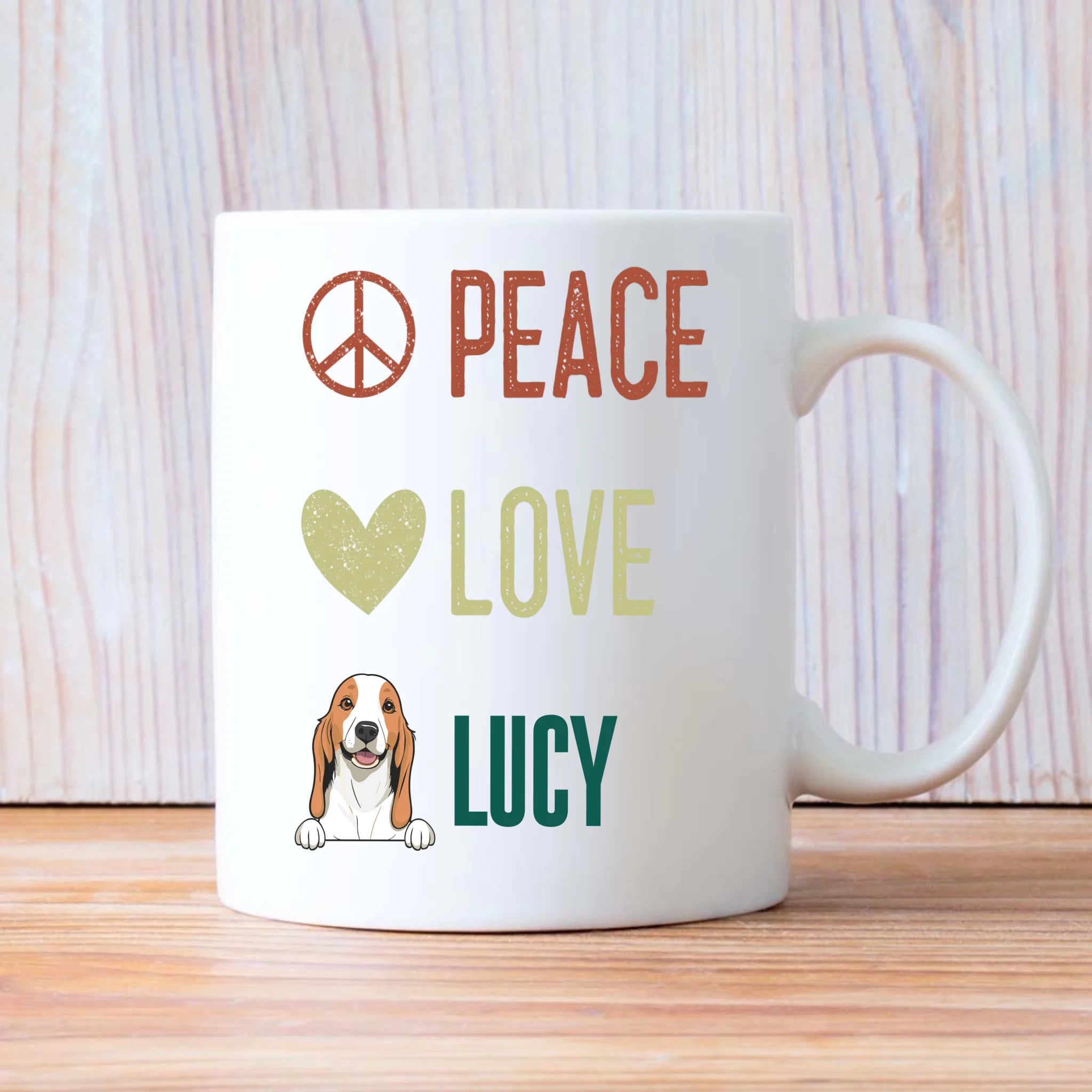 Personalised Peace Love Dog Mug - Thoughtful Gift For Dog Lovers - 89Prints