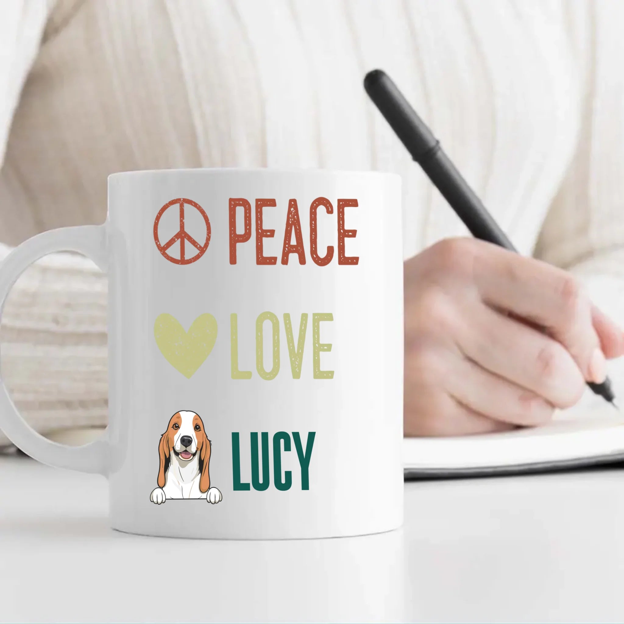 Personalised Peace Love Dog Mug - Thoughtful Gift For Dog Lovers - 89Prints