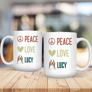 Personalised Peace Love Dog Mug - Thoughtful Gift For Dog Lovers - 89Prints