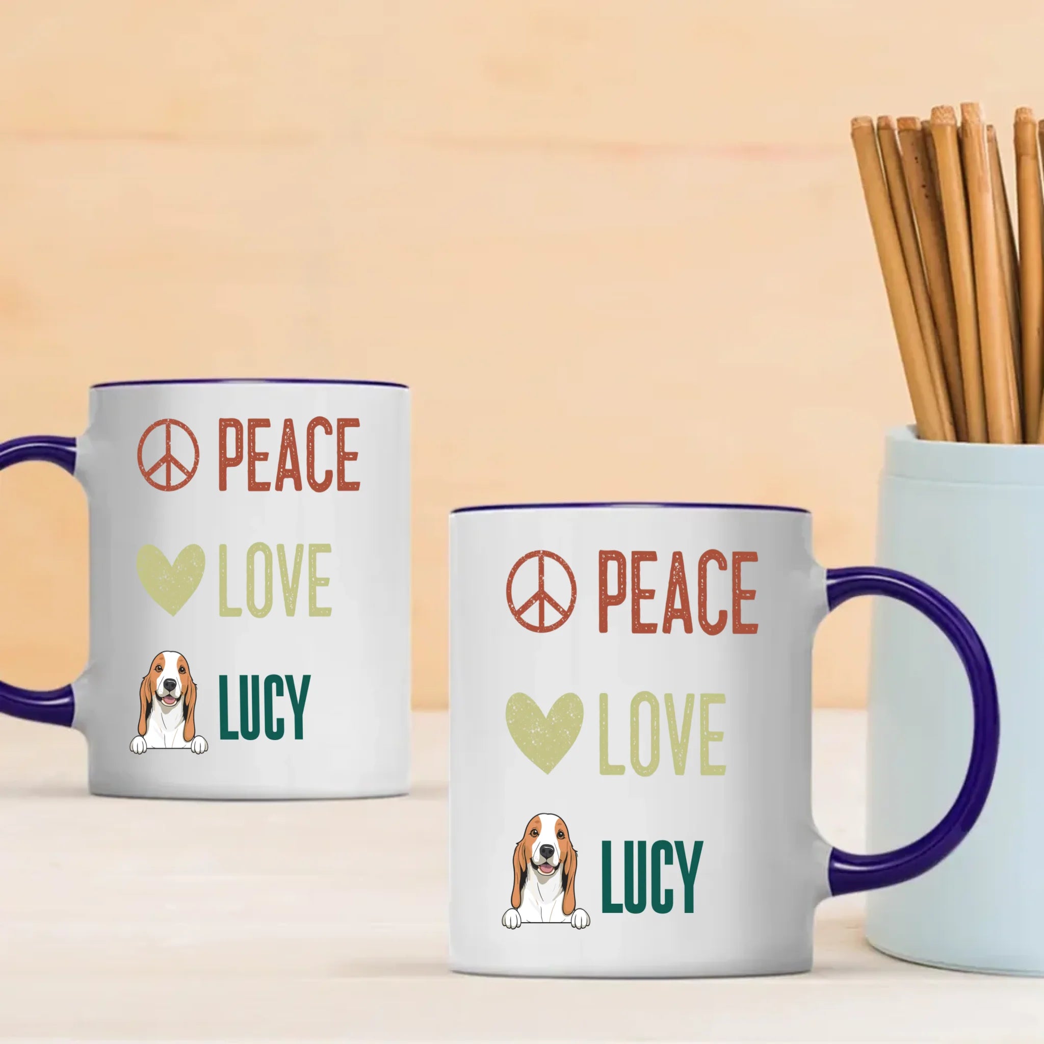 Personalised Peace Love Dog Mug - Thoughtful Gift For Dog Lovers - 89Prints