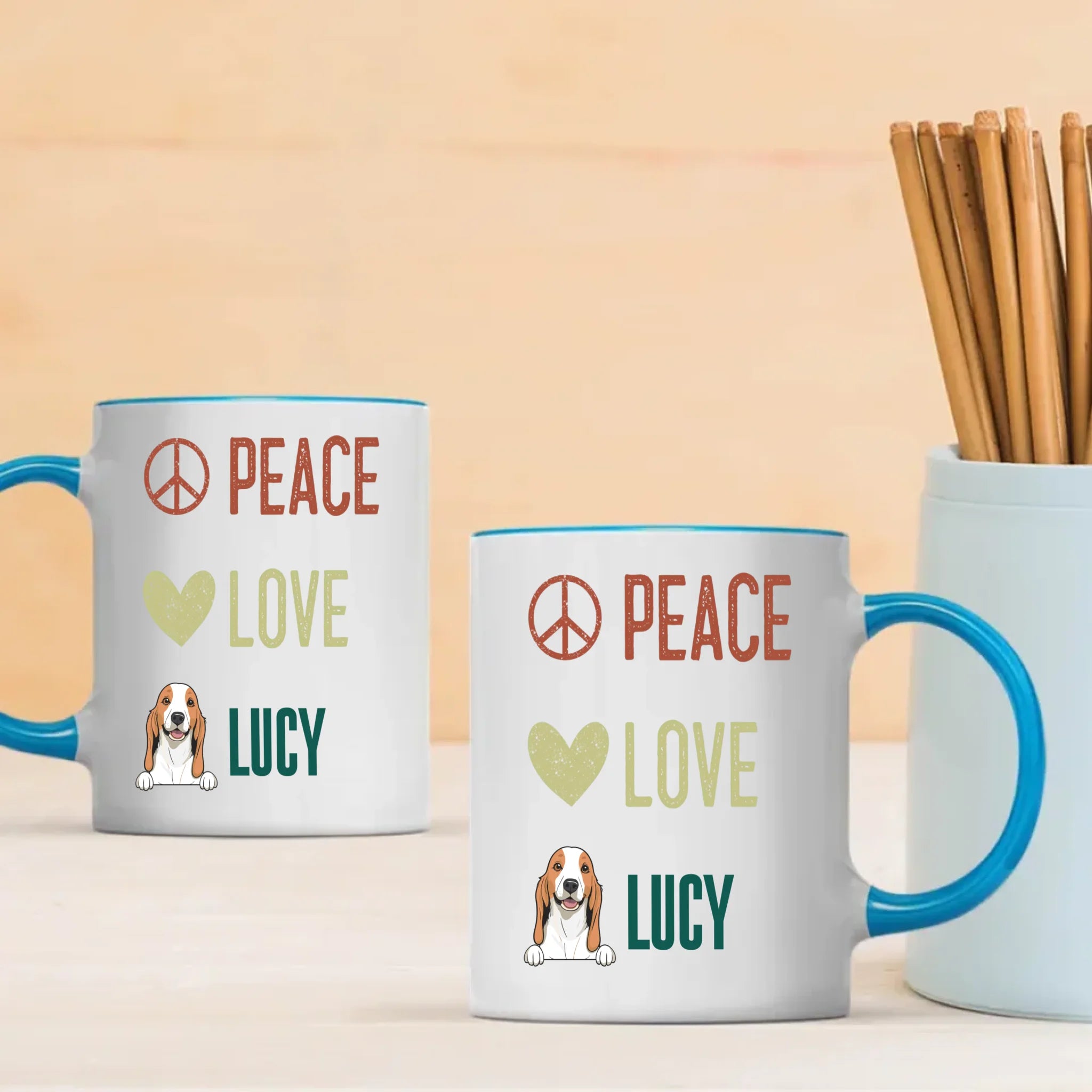 Personalised Peace Love Dog Mug - Thoughtful Gift For Dog Lovers - 89Prints