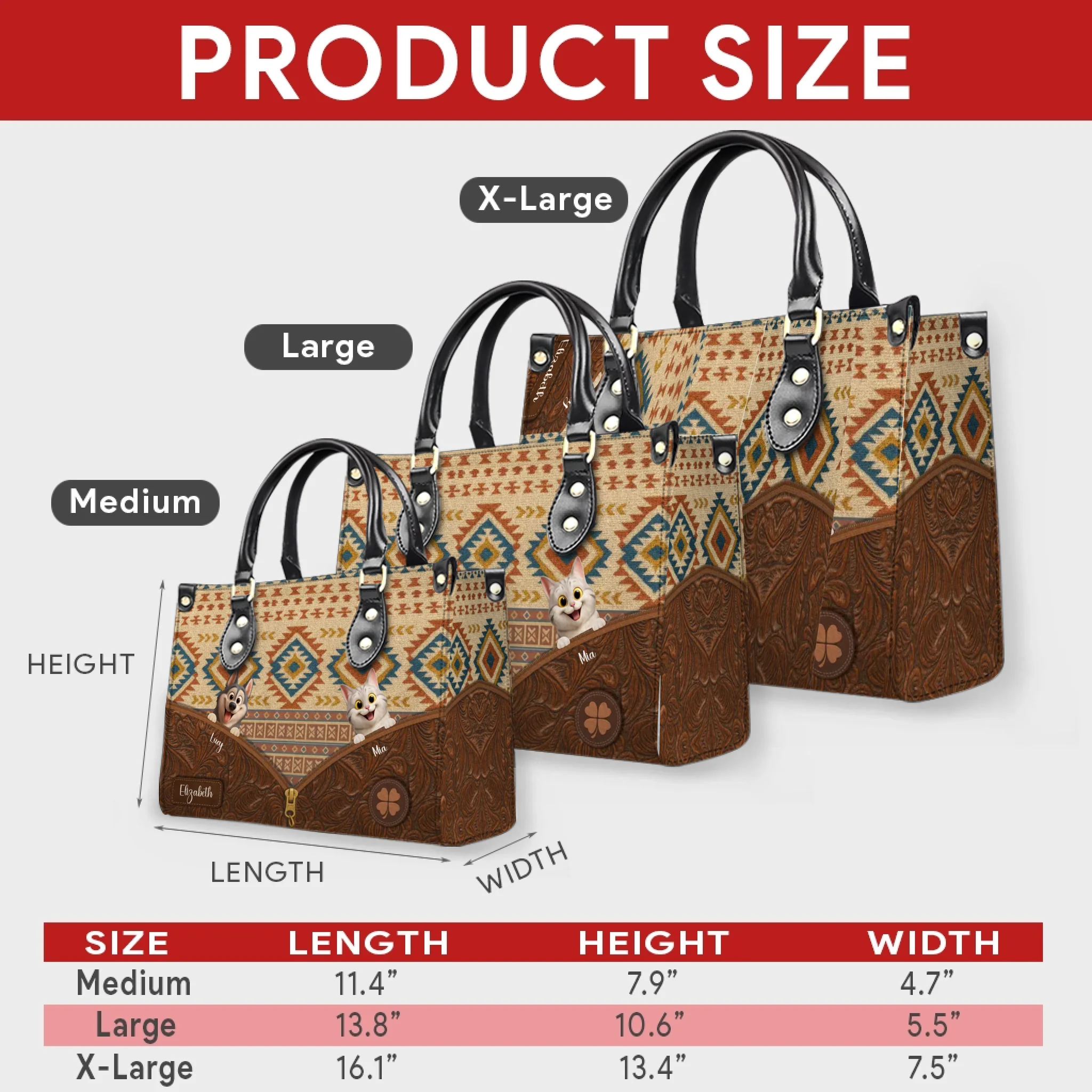 Personalised Mother's Day Handbag - Boho Tribal Geometric Pattern Dog Bag Gift for Dog Mom - 89Prints