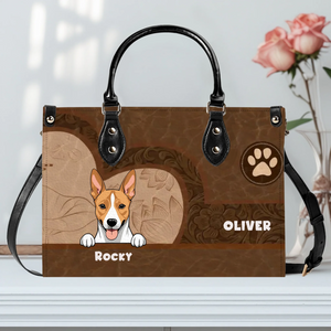 Unique Handbags For Mothers - Embossed Vintage Leather Floral Pattern Dog Handbag Gift for Dog Lovers - 89Prints