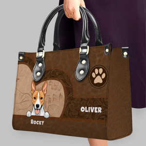 Unique Handbags For Mothers - Embossed Vintage Leather Floral Pattern Dog Handbag Gift for Dog Lovers - 89Prints