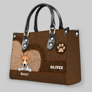 Unique Handbags For Mothers - Embossed Vintage Leather Floral Pattern Dog Handbag Gift for Dog Lovers - 89Prints