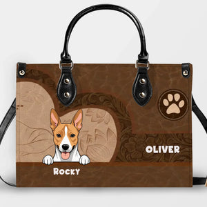 Unique Handbags For Mothers - Embossed Vintage Leather Floral Pattern Dog Handbag Gift for Dog Lovers - 89Prints