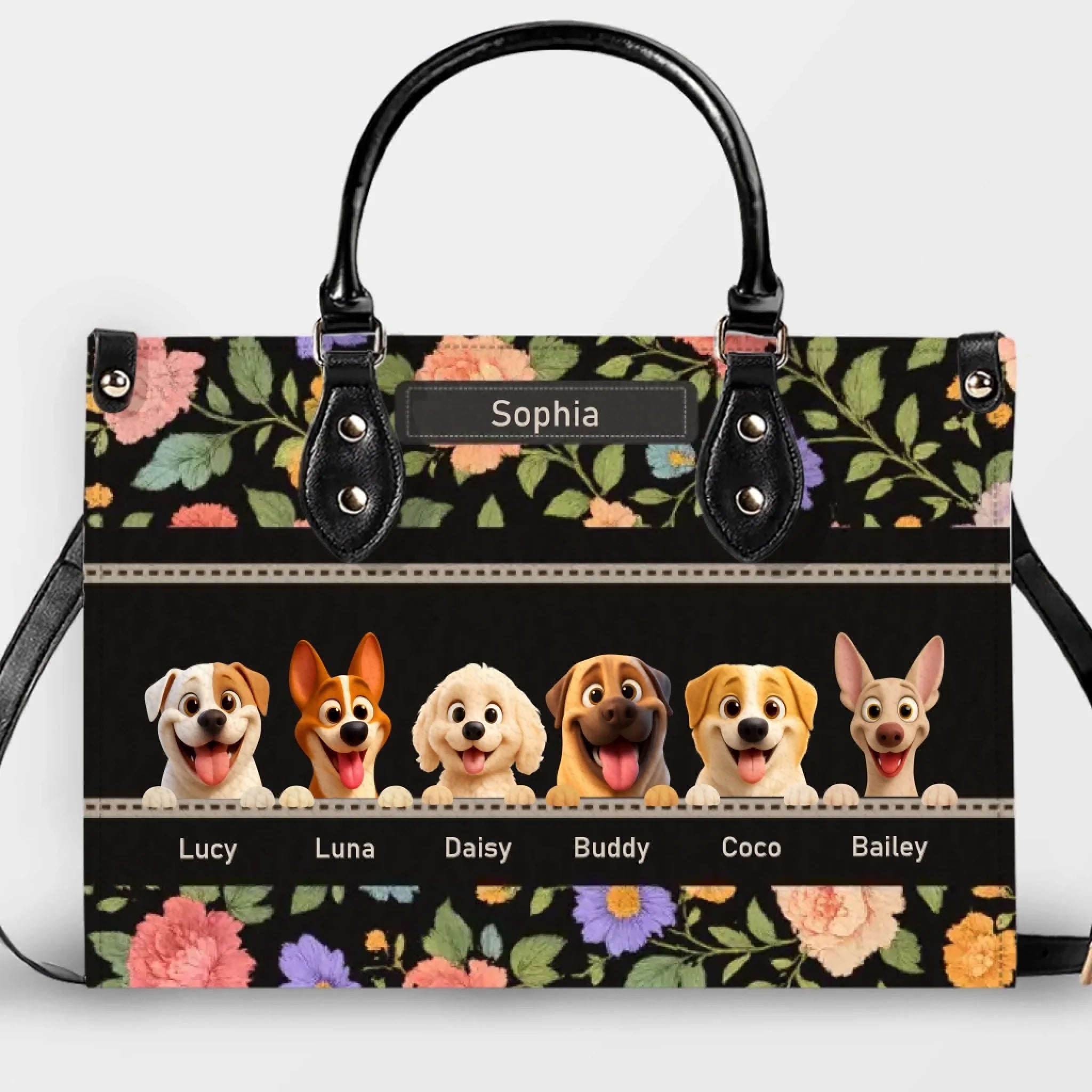 Handbags For Mums - Customized Botanical Floral Pattern Dog Handbag Gift for Dog Owners - 89Prints