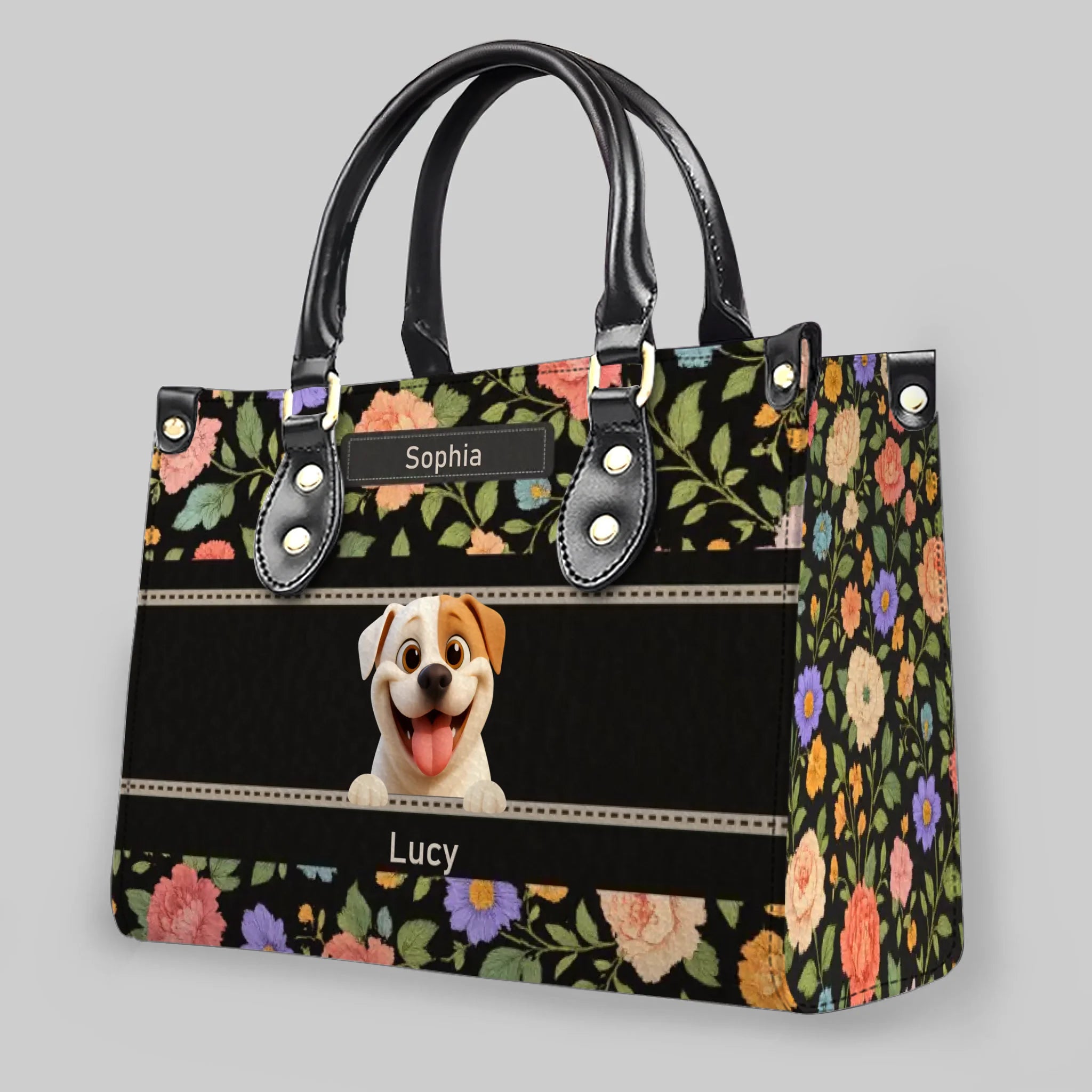 Handbags For Mums - Customized Botanical Floral Pattern Dog Handbag Gift for Dog Owners - 89Prints