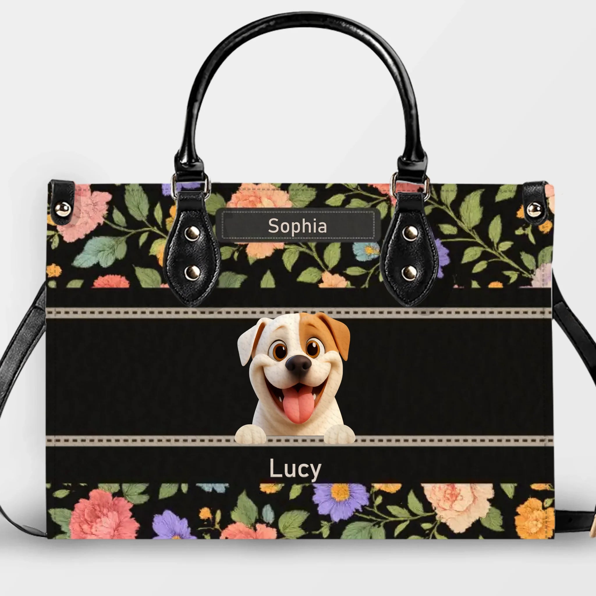 Handbags For Mums - Customized Botanical Floral Pattern Dog Handbag Gift for Dog Owners - 89Prints