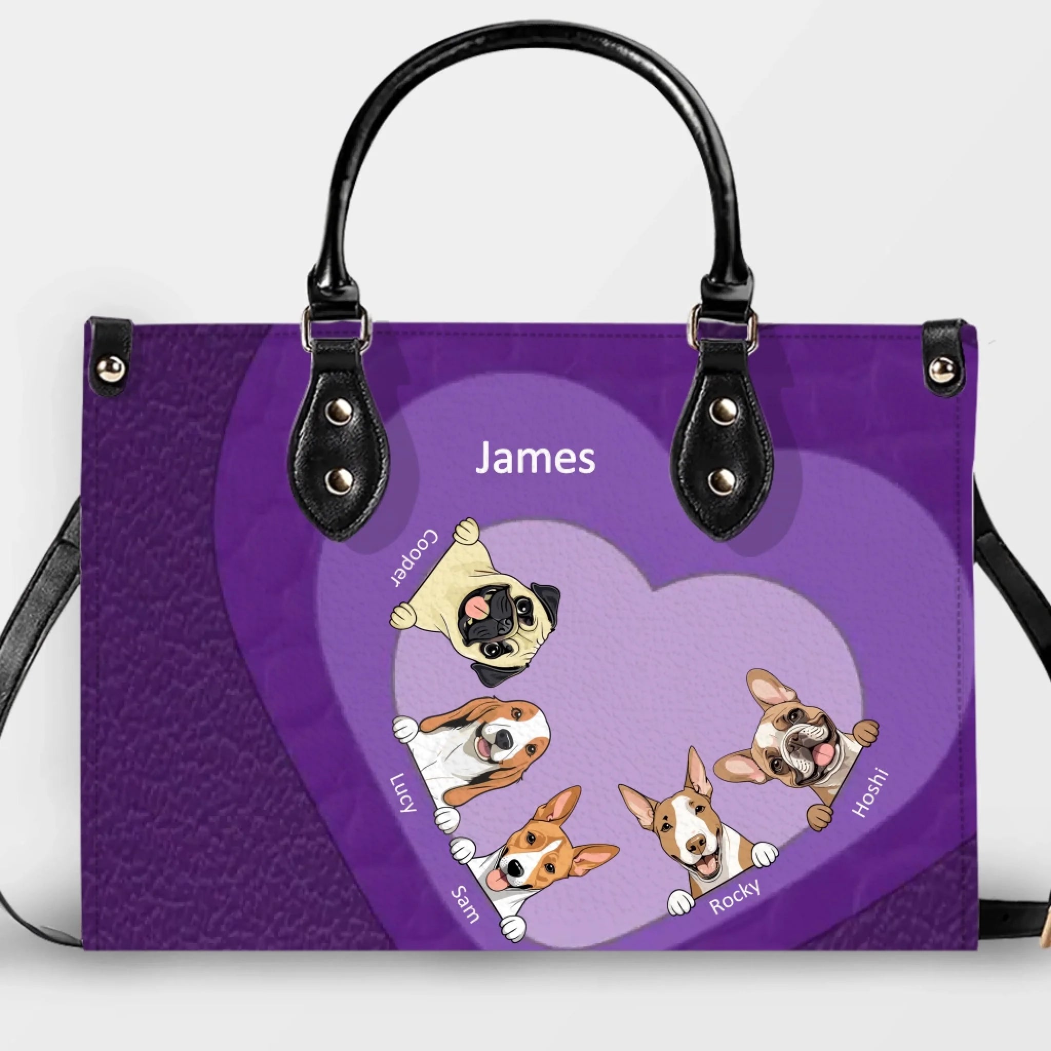 Individualized Handbags For Married Women - Layered Heart Pattern Dog Handbag Gift for Dog Parents - 89Prints