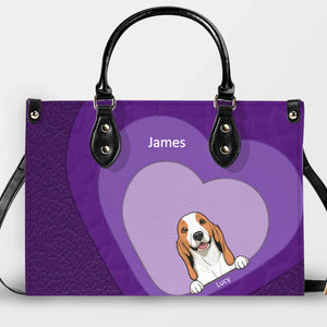 Individualized Handbags For Married Women - Layered Heart Pattern Dog Handbag Gift for Dog Parents - 89Prints
