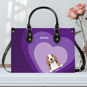 Individualized Handbags For Married Women - Layered Heart Pattern Dog Handbag Gift for Dog Parents - 89Prints