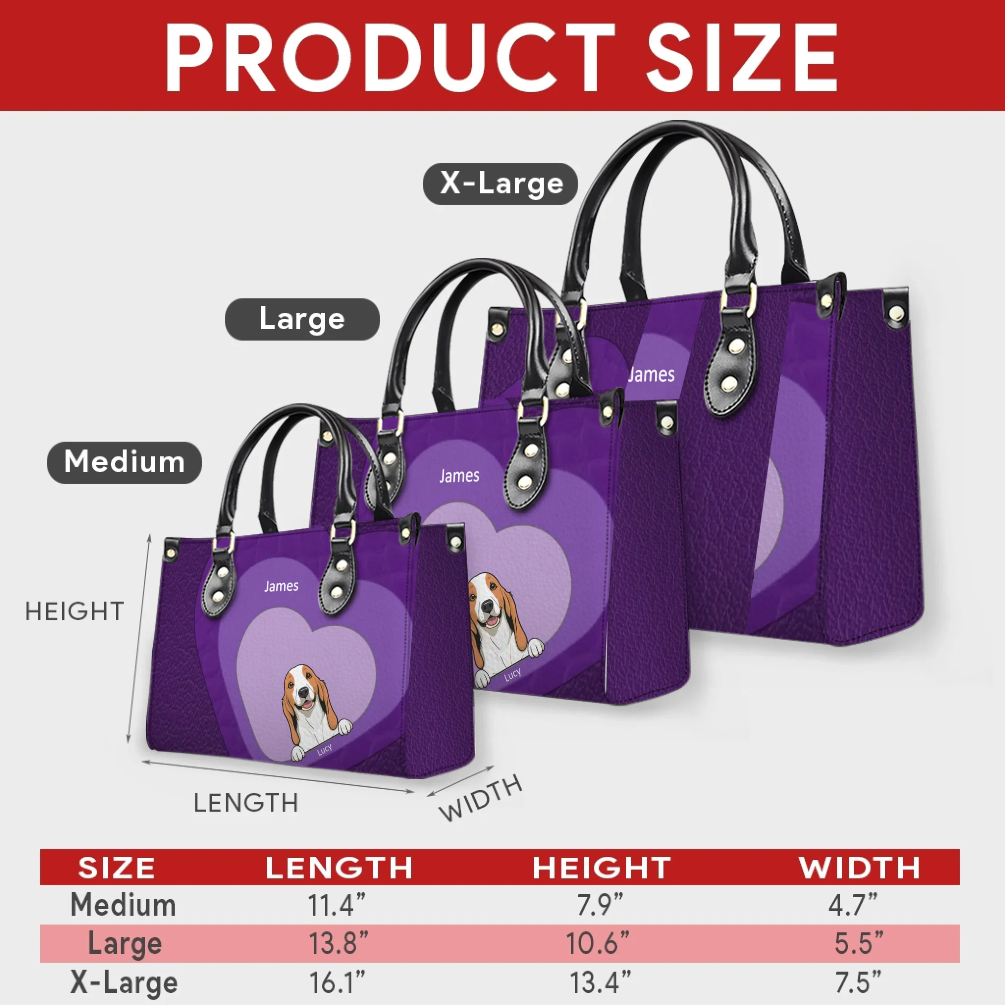 Individualized Handbags For Married Women - Layered Heart Pattern Dog Handbag Gift for Dog Parents - 89Prints