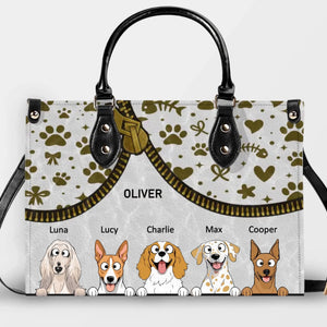 Personalized Bag For Dog Lovers - Zipper Illusion Paw & Heart Pattern Dog Handbag - 89Prints