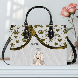 Personalized Bag For Dog Lovers - Zipper Illusion Paw & Heart Pattern Dog Handbag - 89Prints