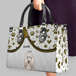 Personalized Bag For Dog Lovers - Zipper Illusion Paw & Heart Pattern Dog Handbag - 89Prints