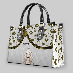 Personalized Bag For Dog Lovers - Zipper Illusion Paw & Heart Pattern Dog Handbag - 89Prints