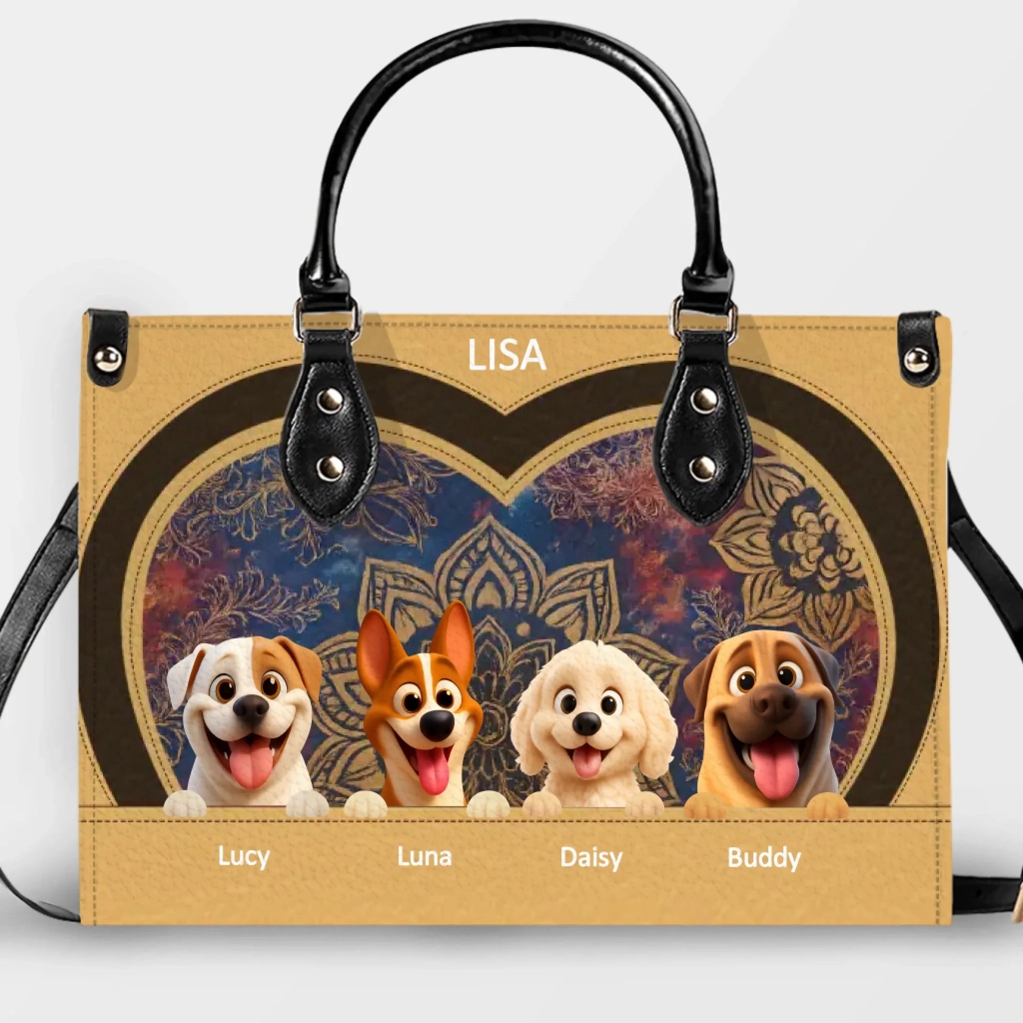 Custom Dog Bag For Humans - Mandala Heart Pattern Dog Handbag for Dog Lovers - 89Prints