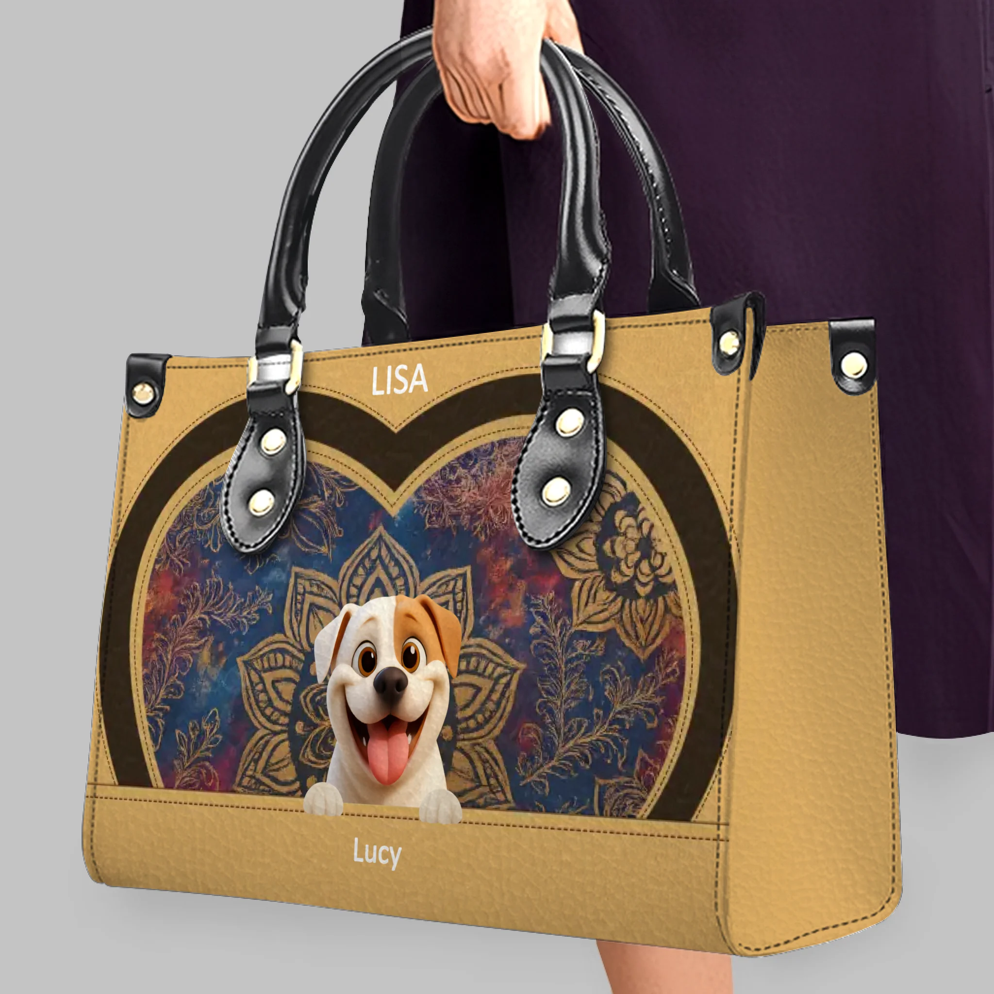 Custom Dog Bag For Humans - Mandala Heart Pattern Dog Handbag for Dog Lovers - 89Prints