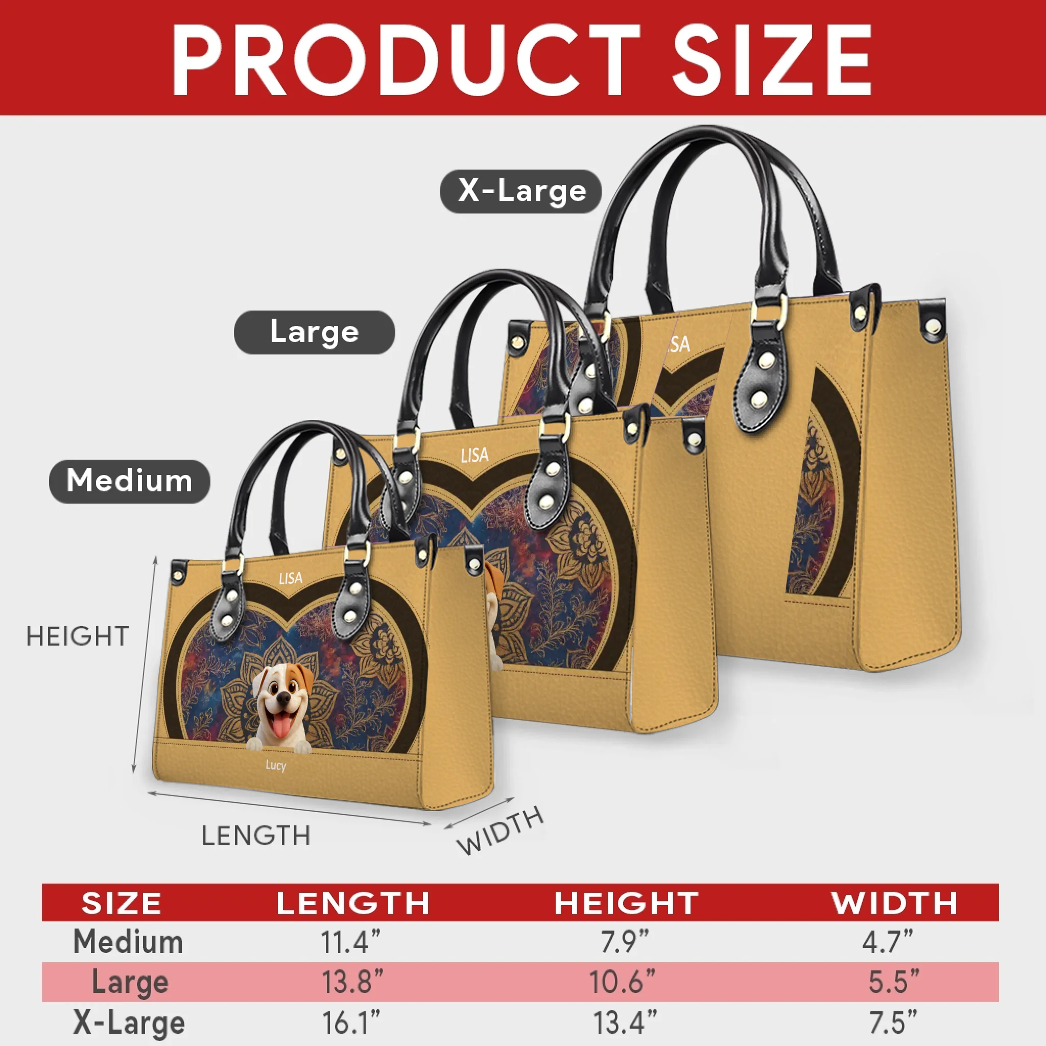 Custom Dog Bag For Humans - Mandala Heart Pattern Dog Handbag for Dog Lovers - 89Prints