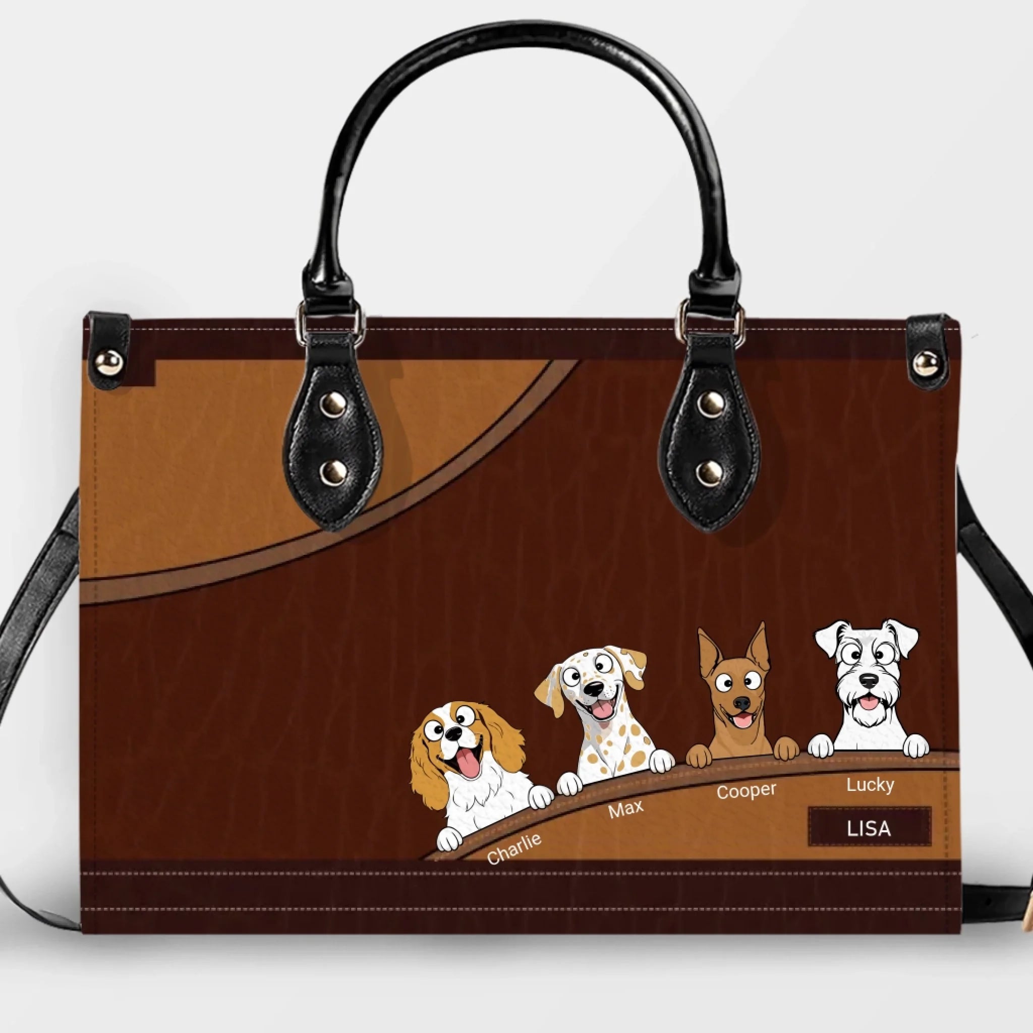 Custom Handbags For Older Ladies - Layered Leather Curve Dog Handbag Gifts For Owners - 89Prints - Layered Leather Curve Dog Handbag Gifts For Owners - 89Prints