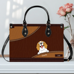 Custom Handbags For Older Ladies - Layered Leather Curve Dog Handbag Gifts For Owners - 89Prints - Layered Leather Curve Dog Handbag Gifts For Owners - 89Prints