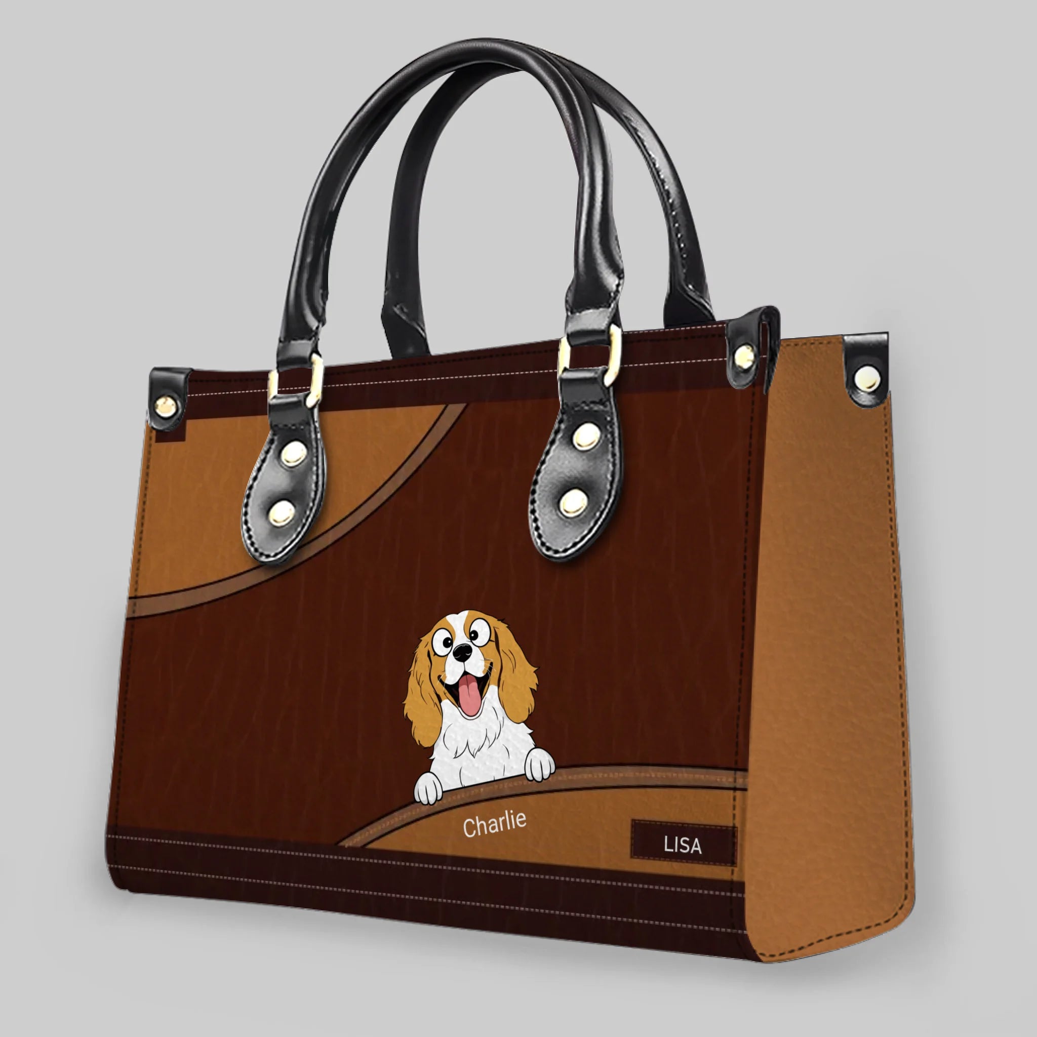 Custom Handbags For Older Ladies - Layered Leather Curve Dog Handbag Gifts For Owners - 89Prints - Layered Leather Curve Dog Handbag Gifts For Owners - 89Prints