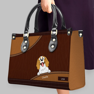 Custom Handbags For Older Ladies - Layered Leather Curve Dog Handbag Gifts For Owners - 89Prints - Layered Leather Curve Dog Handbag Gifts For Owners - 89Prints