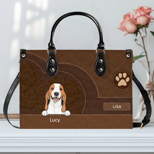 Dog Bag Personalized - Vintage Stitched Leather Dog Handbag Gifts For Her - 89Prints