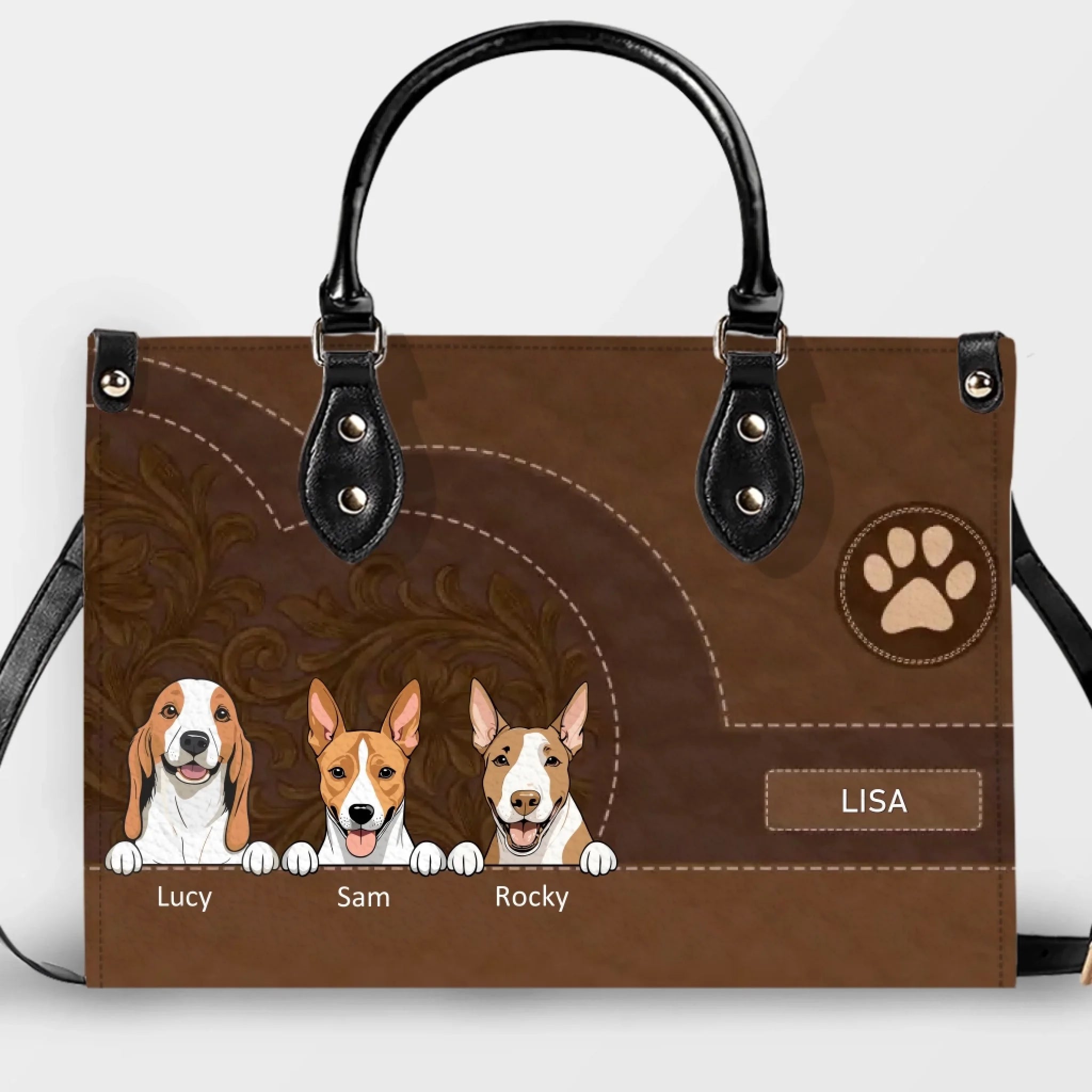 Dog Bag Personalized - Vintage Stitched Leather Dog Handbag Gifts For Her - 89Prints