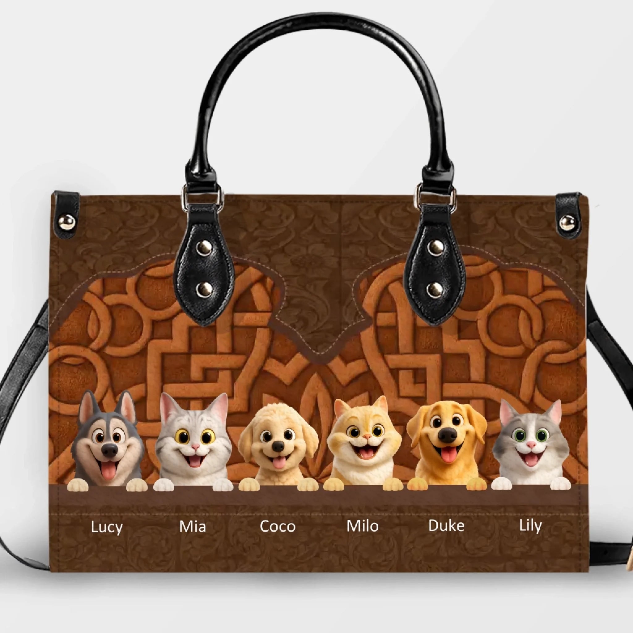 Dog Bag Personalised - Embossed Leather Dog Handbag - Dog Themed Gifts - 89Prints