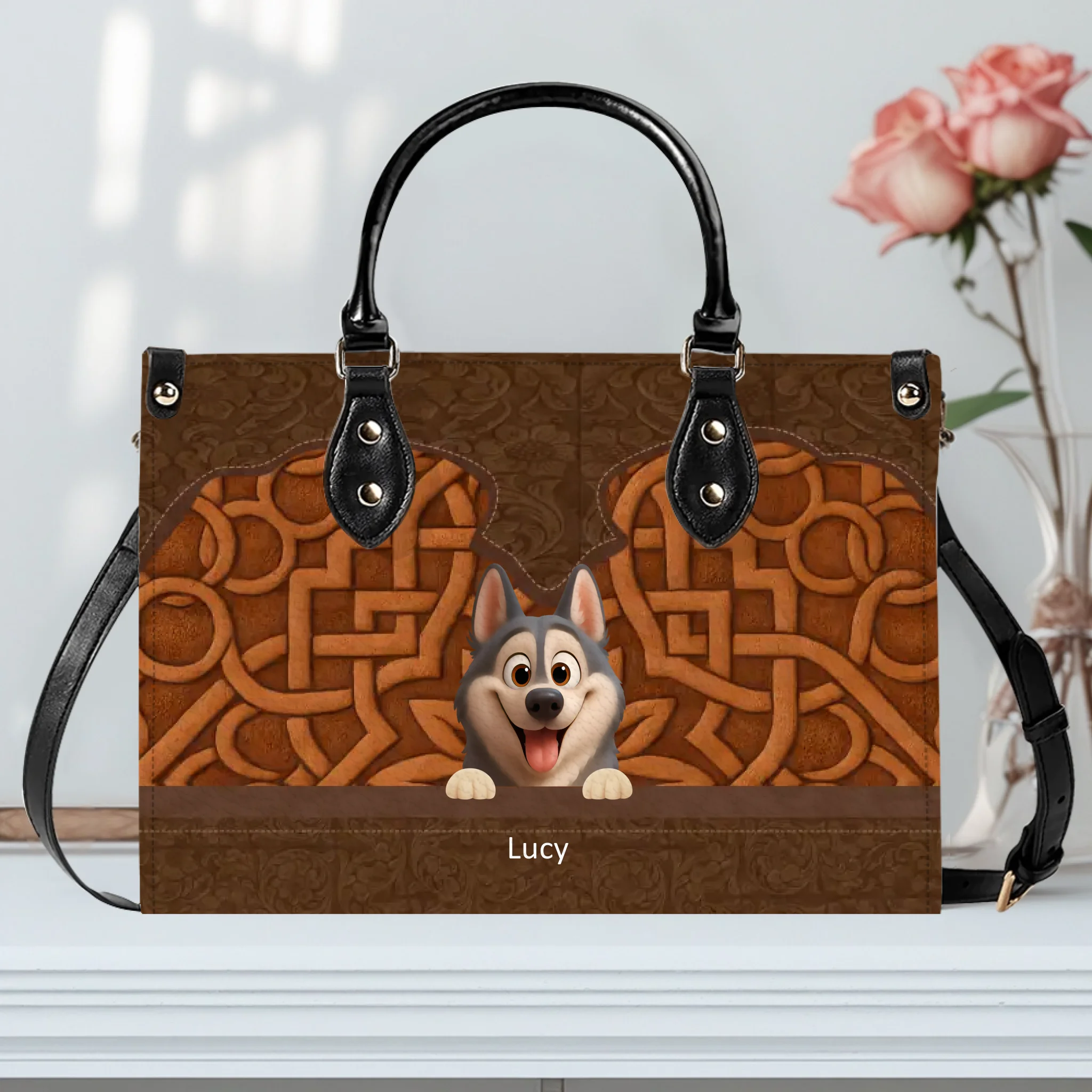 Dog Bag Personalised - Embossed Leather Dog Handbag - Dog Themed Gifts - 89Prints