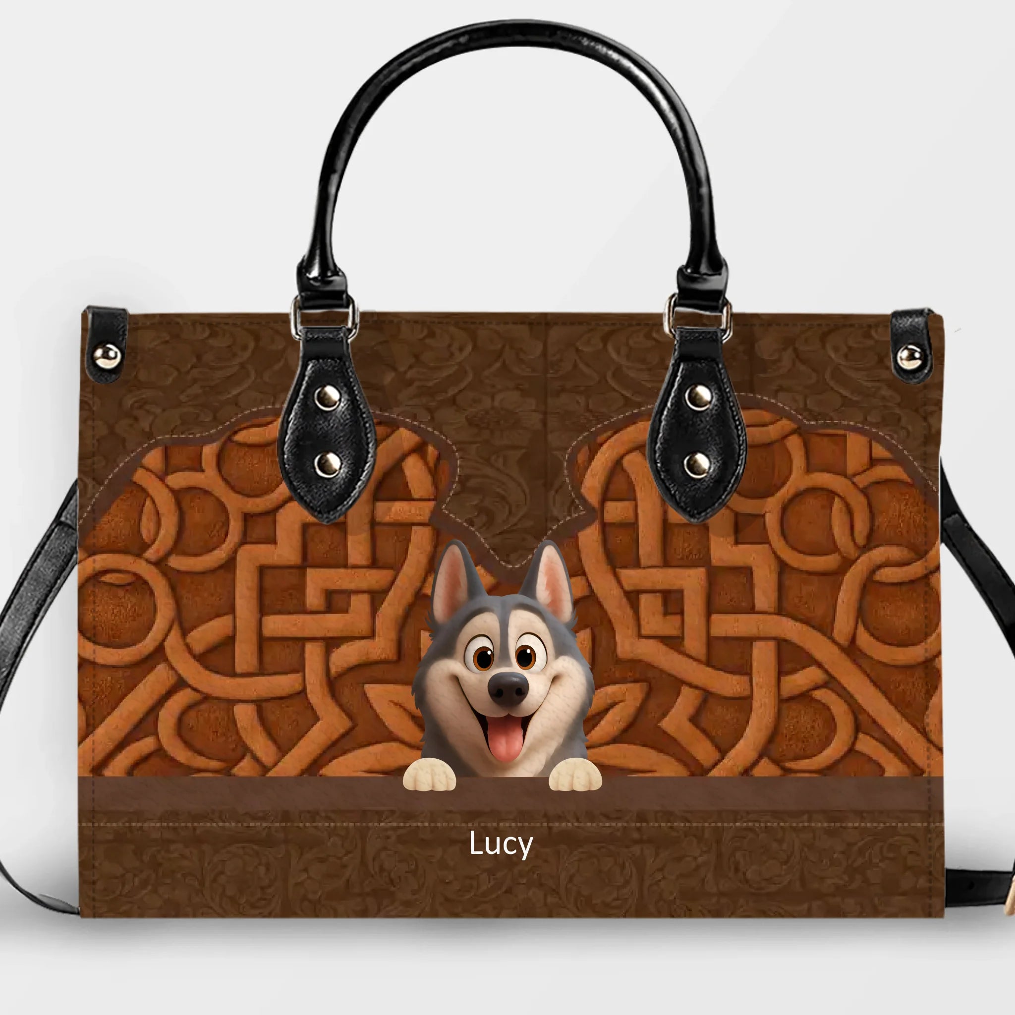 Dog Bag Personalised - Embossed Leather Dog Handbag - Dog Themed Gifts - 89Prints