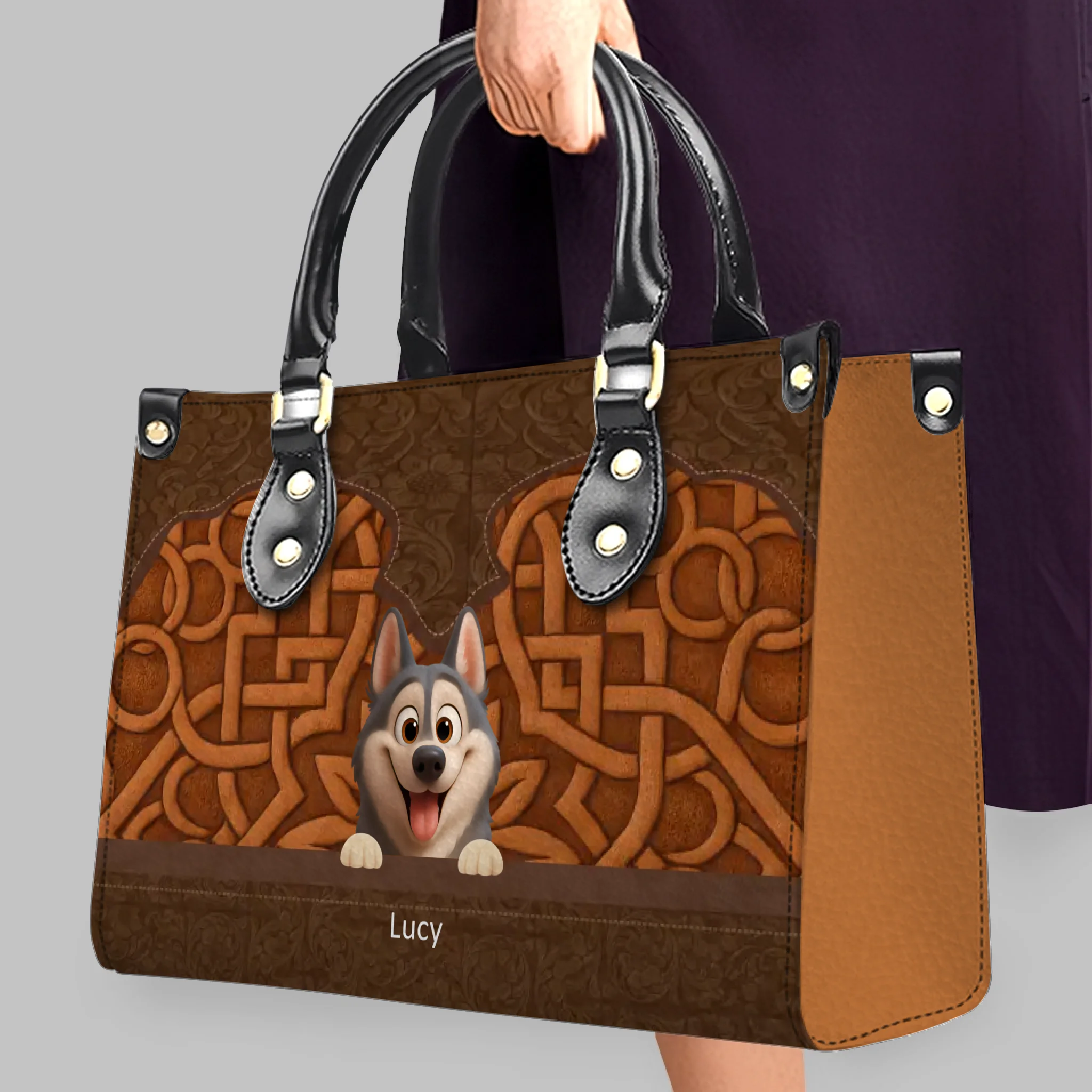 Dog Bag Personalised - Embossed Leather Dog Handbag - Dog Themed Gifts - 89Prints