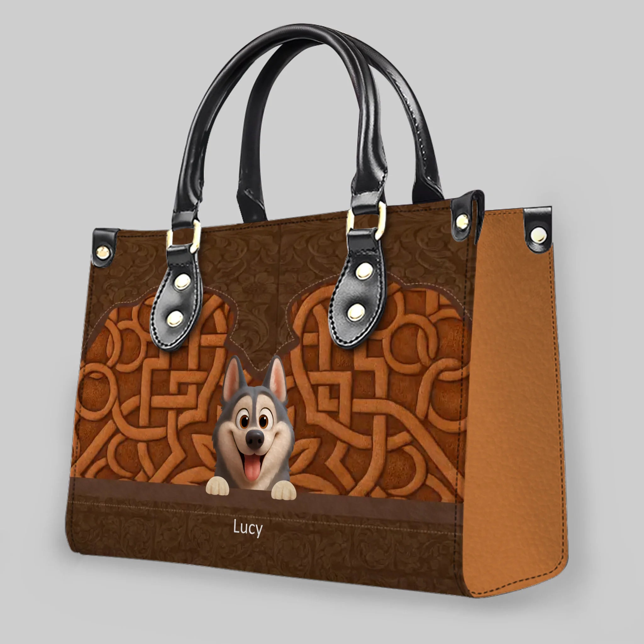 Dog Bag Personalised - Embossed Leather Dog Handbag - Dog Themed Gifts - 89Prints