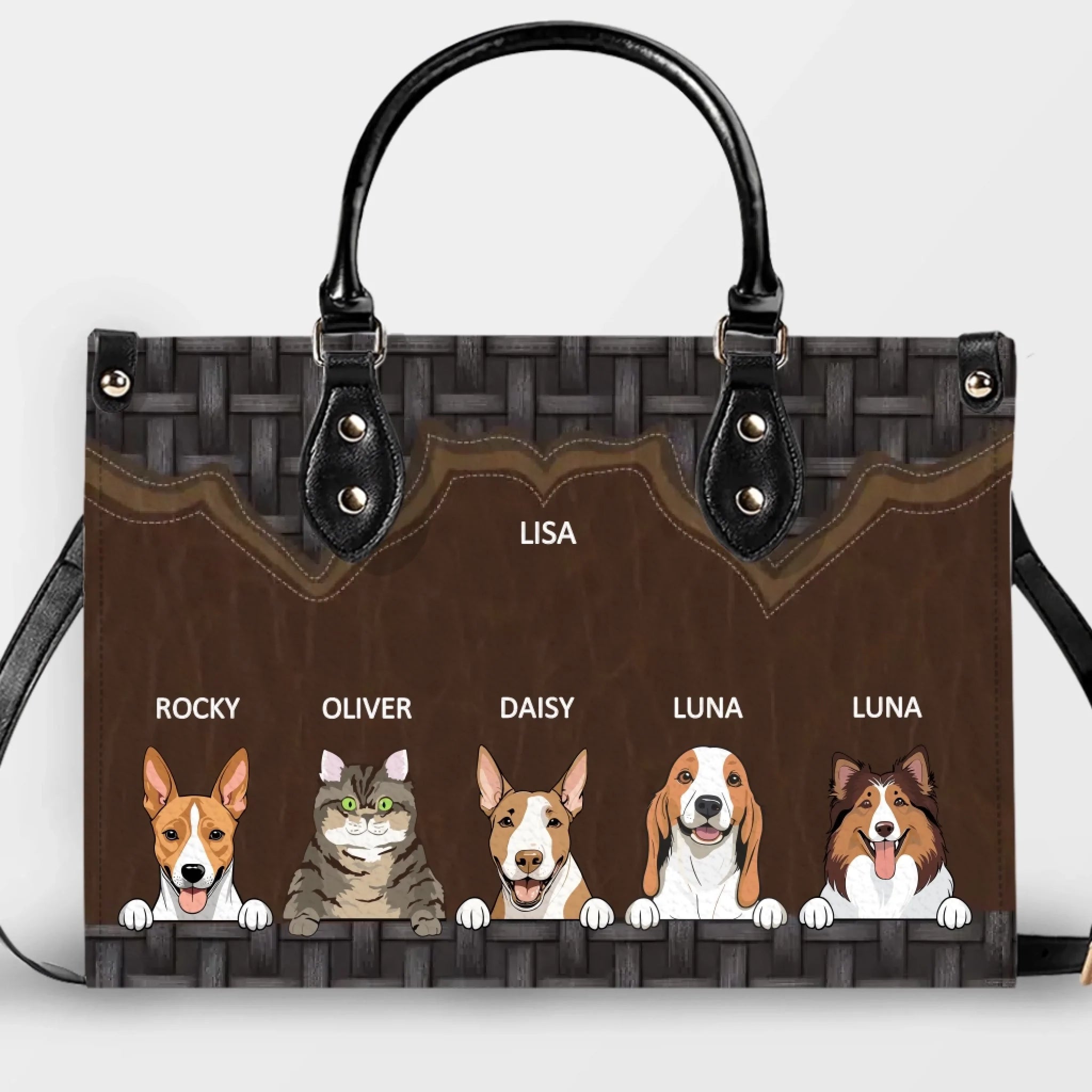Personalized Dog Bag - Rustic Woven Leather Dog Handbag Gift Ideas For Dog Owners - 89Prints