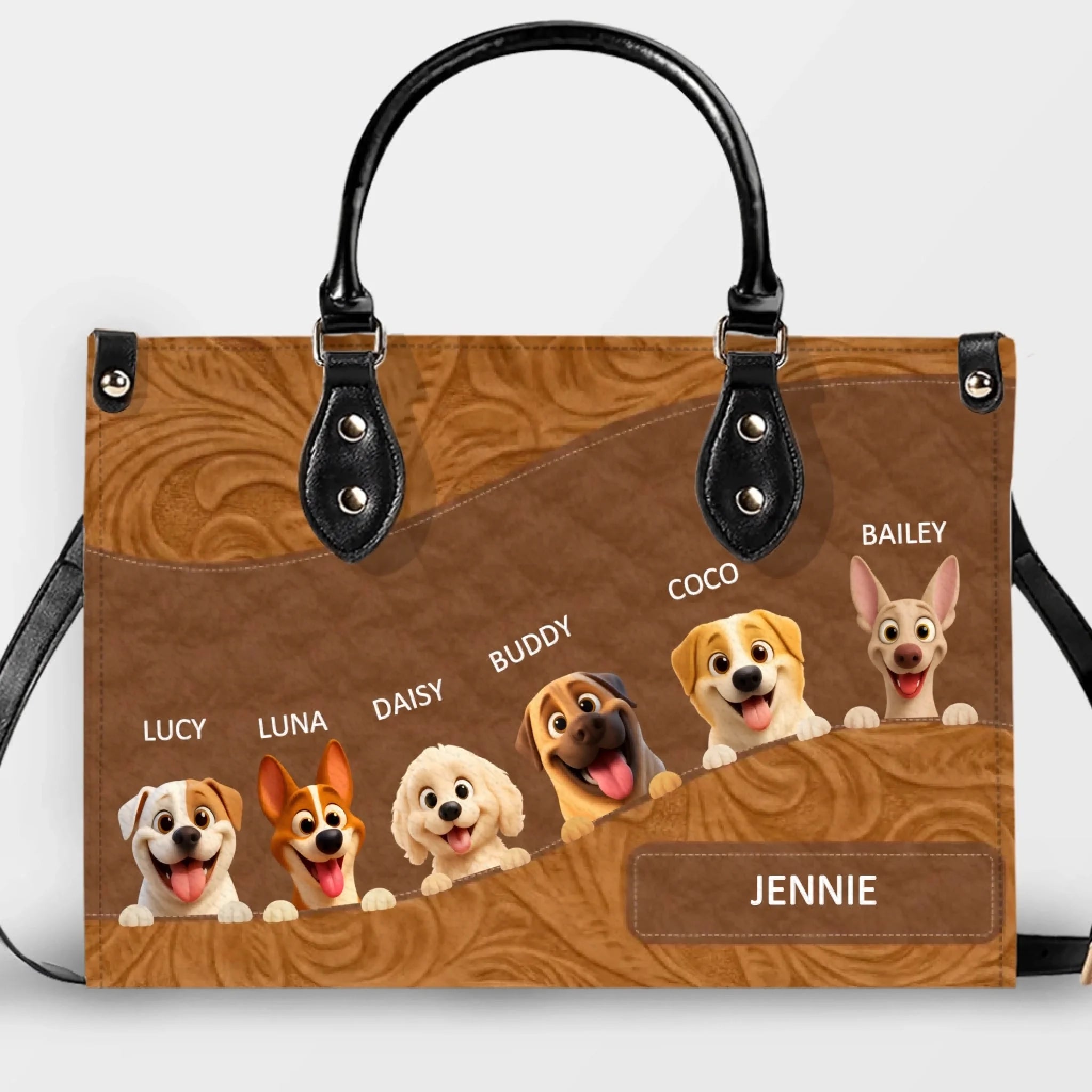 Personalized Dog Mom Bag - Layered Carved Leather Dog Handbag - Dog Present Ideas - 89Prints