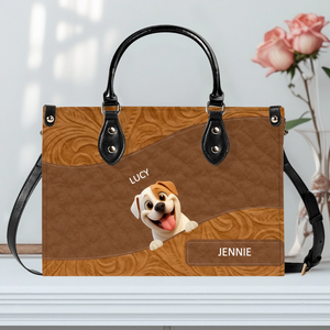 Personalized Dog Mom Bag - Layered Carved Leather Dog Handbag - Dog Present Ideas - 89Prints