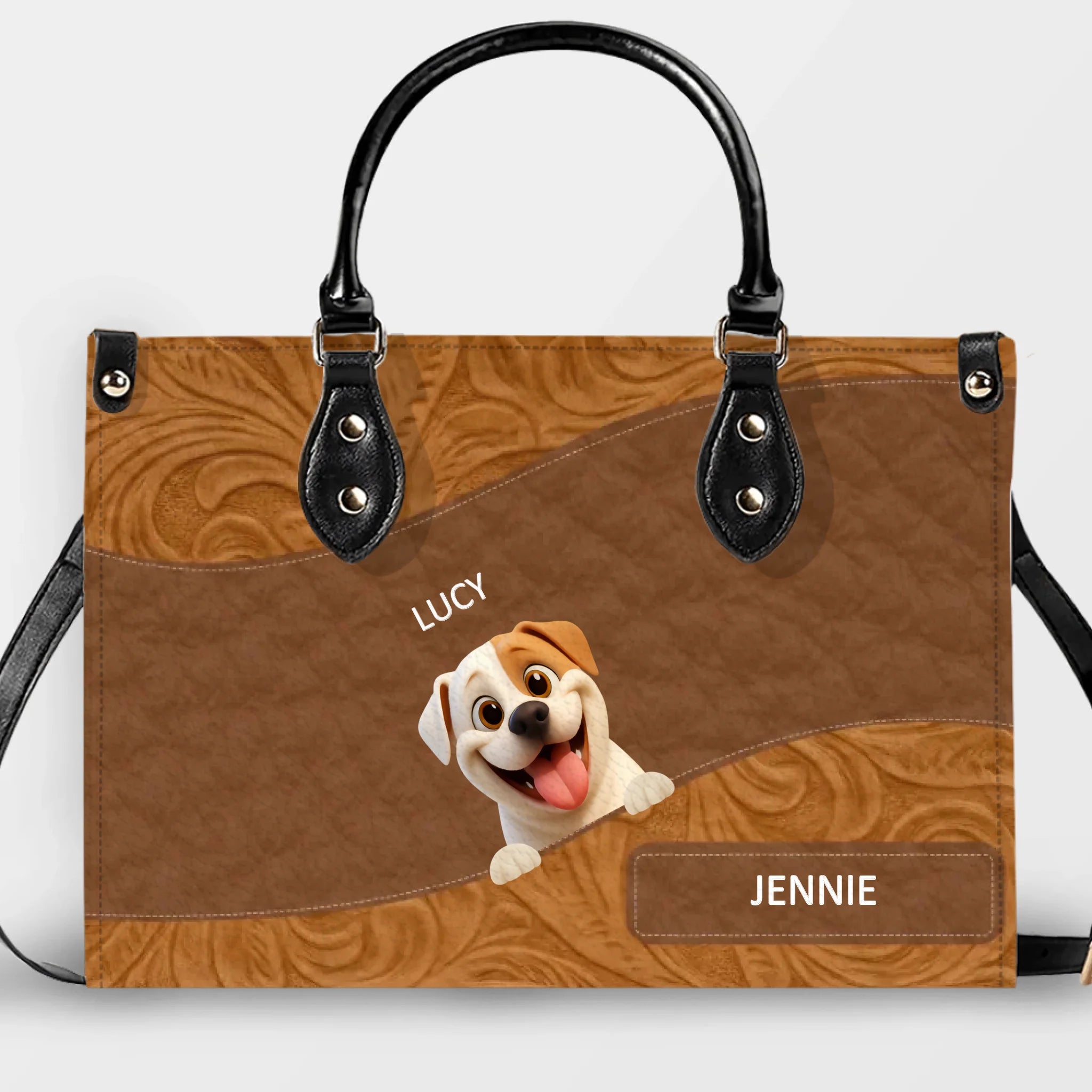 Personalized Dog Mom Bag - Layered Carved Leather Dog Handbag - Dog Present Ideas - 89Prints