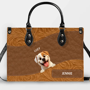 Personalized Dog Mom Bag - Layered Carved Leather Dog Handbag - Dog Present Ideas - 89Prints