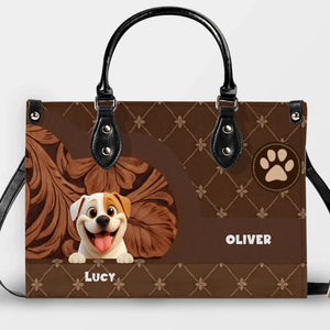 Personalized Handbags - Quilted Floral Carved Leather Dog Handbag for Dog Lovers - 89Prints
