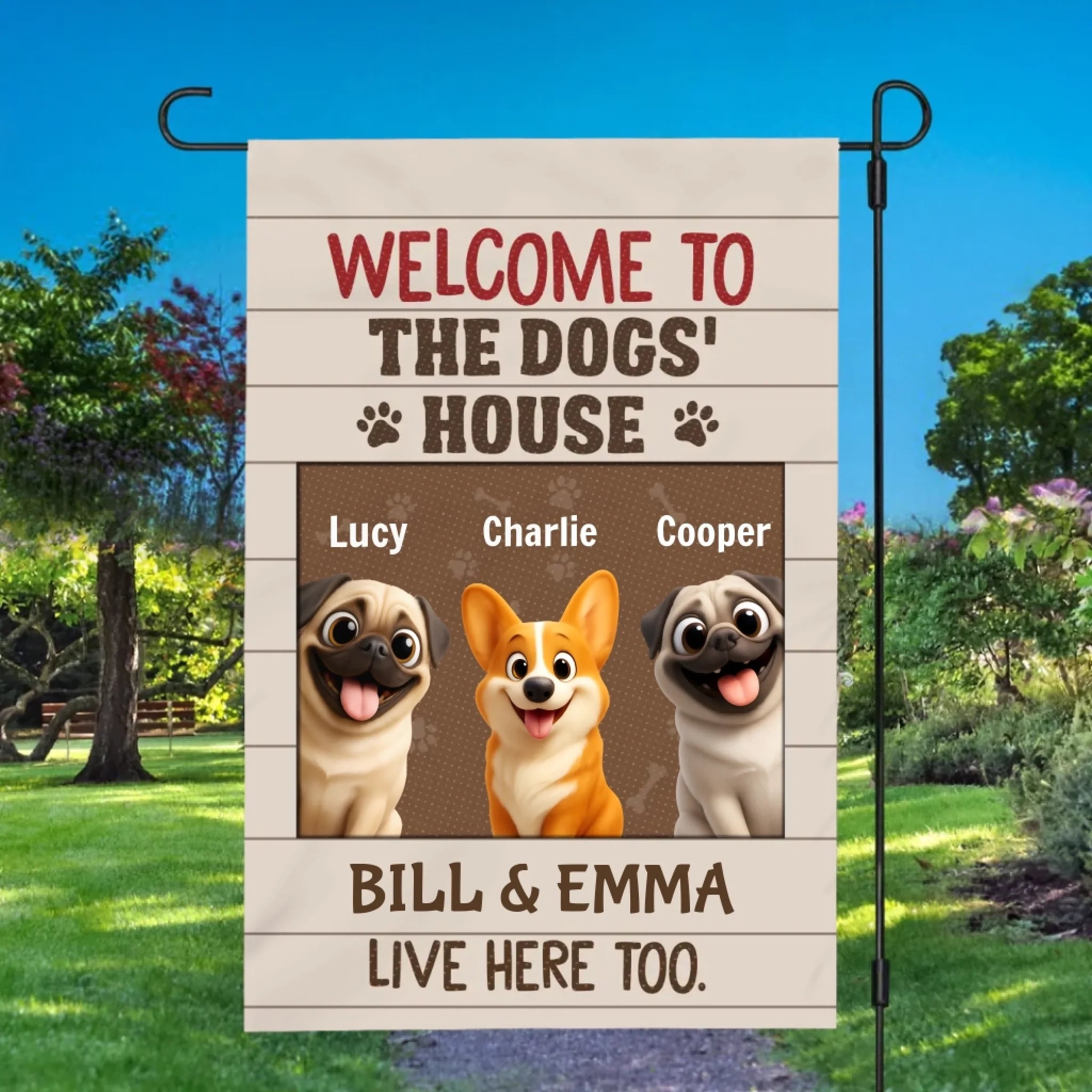 Heartfelt Customized Pug Garden Flag Gift - Welcome To The Dog's House | 89Prints